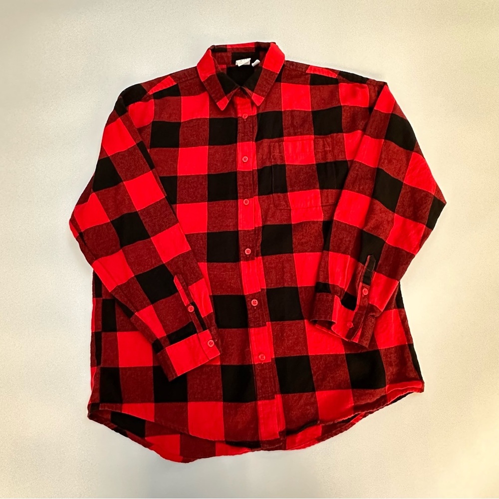 GapKids Red and Black Buffalo Plaid Flannel Girls Shirt size XL (12)